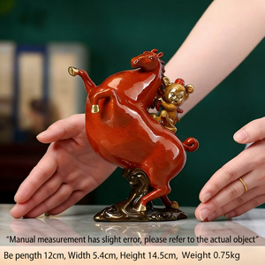 Statue de singe porte-bonheur Feng Shui traditionnel chinois en laiton, animal du zodiaque peint, décoration de bureau et de maison, pour le succès professionnel et la prospérité - Product Image 3