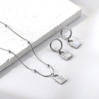 Ensemble de bijoux de mariage en acier inoxydable 2023, collier et boucles d'oreilles plaqués or 18 carats pour femmes