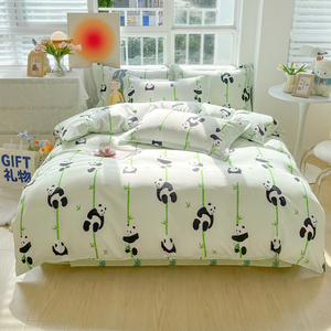 Đông Phong Cách 4-Mảnh Duvet Cover Tấm Set Sợi Nhỏ Gấu Trúc In Cổ Điển Sọc Mô Hình Phim Hoạt Hình Giá Rẻ - Product Image 2