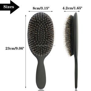 Personnalisé privé logo noir ovale 2 nylon mix naturel sanglier poils extension cheveux brosse avec sac de velours pour perruque de cheveux - Product Image 2
