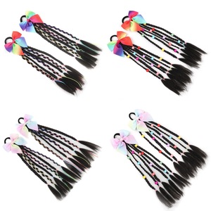 Estensione per Coda di Cavallo con Treccia Sintetica da 12 Pollici con Perline e Fiocco per Bambine - Product Image 3