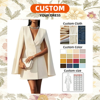 Robe longue trapèze personnalisée pour femme, col en V, manches cape, taille haute, en polyester, OEM ODM, pour l'été, les fêtes, le bureau, élégante