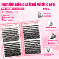 Kit de Cils en Grappes DIY Effet Naturel et Volumineux, Courbure D, Extensions de Cils Individuels en Grappes, Livre de Cils Individuels