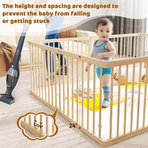 Parc pour bébé en bois massif de grande taille réglable avec barrière de sécurité pour chambre à coucher, école, utilisation intérieure/extérieure, bébés, tout-petits - Product Image 4