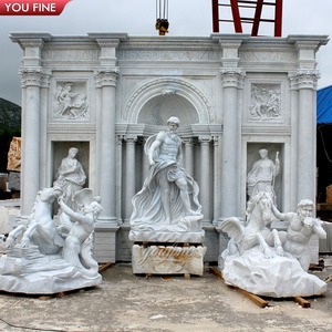 Fuente <span class=keywords><strong>Trevi</strong></span> de Mármol Blanco Tallada a Mano YOUFINE con Poseidón de la Mitología Griega para Jardín de Palacio de Lujo - Product Image 3