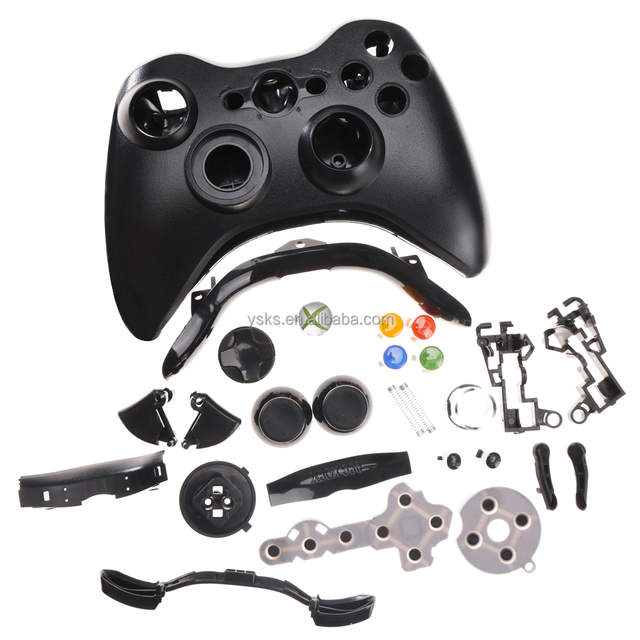 Replacement Replaceable Plastic Case for 360 Wired Gamepad with Protective Joystick Shell Full Set Buttons (Black/White)