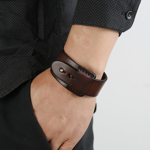 Bracciale da Uomo in Pelle Stile Retrò, Alta Qualità, Personalizzabile, in Vera Pelle Bovina, Accessorio <span class=keywords><strong>Moda</strong></span> Semplice e Vintage - Product Image 6