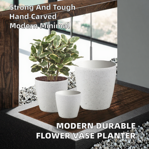Pot de fleurs minimaliste moderne blanc, résistant à la corrosion, en fibre de verre durable, pour la maison, le jardin, le salon - Product Image 2