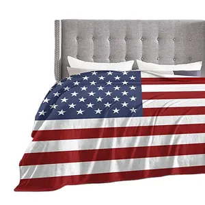 美国国旗3D打印法兰绒扔毯珊瑚绒装饰毯体育场沙发柔软奢华舒适毯