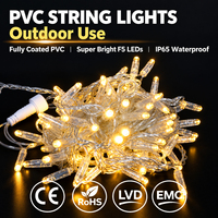 Guirlandes lumineuses LED F5 super lumineuses, PVC transparent, IP65, entièrement recouvertes de colle, blanc chaud 2700K, extensibles, télécommande pour extérieur