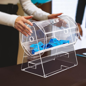 Clear Spinning Lucky Lottery Draw Display Box Tambour de billets de tombola en acrylique - Product Image 6
