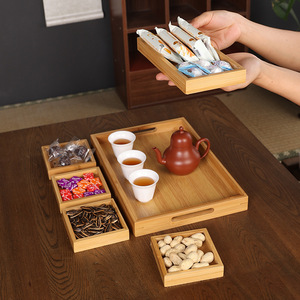 Bandeja de té de bambú Oogishido con compartimento para té y aperitivos, juego de servicio portátil para la ceremonia del té - Product Image 1