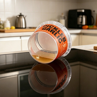 Contenant de sauce à l'ail de qualité alimentaire avec poignée et couvercle en PP, impression personnalisée, résistant à la congélation, inviolable, 16oz 500g 500ml 1000ml