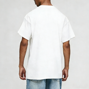 Camiseta de Hombre, Talla Grande, Hombros Caídos, Cuello Redondo Acordonado, Camiseta Lisa de Alta Calidad, Impresión de Logotipo Personalizada, 100% Algodón - Product Image 3