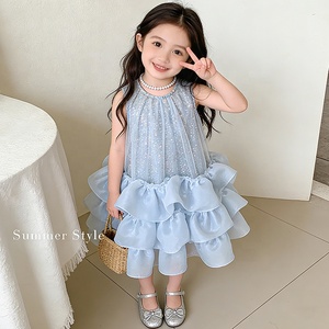 Vestido de Princesa de Tul con Lentejuelas y Flores en el Dobladillo para Niñas Pequeñas, Ideal para Fiestas - Product Image 2