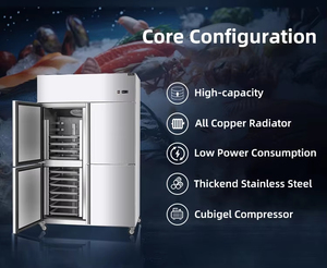 Congélateur commercial vertical 1000L à 4 portes, 220V, refroidissement par air, contrôle numérique, dégivrage <span class=keywords><strong>automatique</strong></span> pour la conservation des aliments en restaurant - Product Image 2