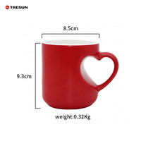 Gobelet Magique en Céramique Personnalisable Écologique 11 oz, à Changement de Couleur, Sublimation, Poignée Cœur, pour Transfert Thermique, Cadeaux Promotionnels