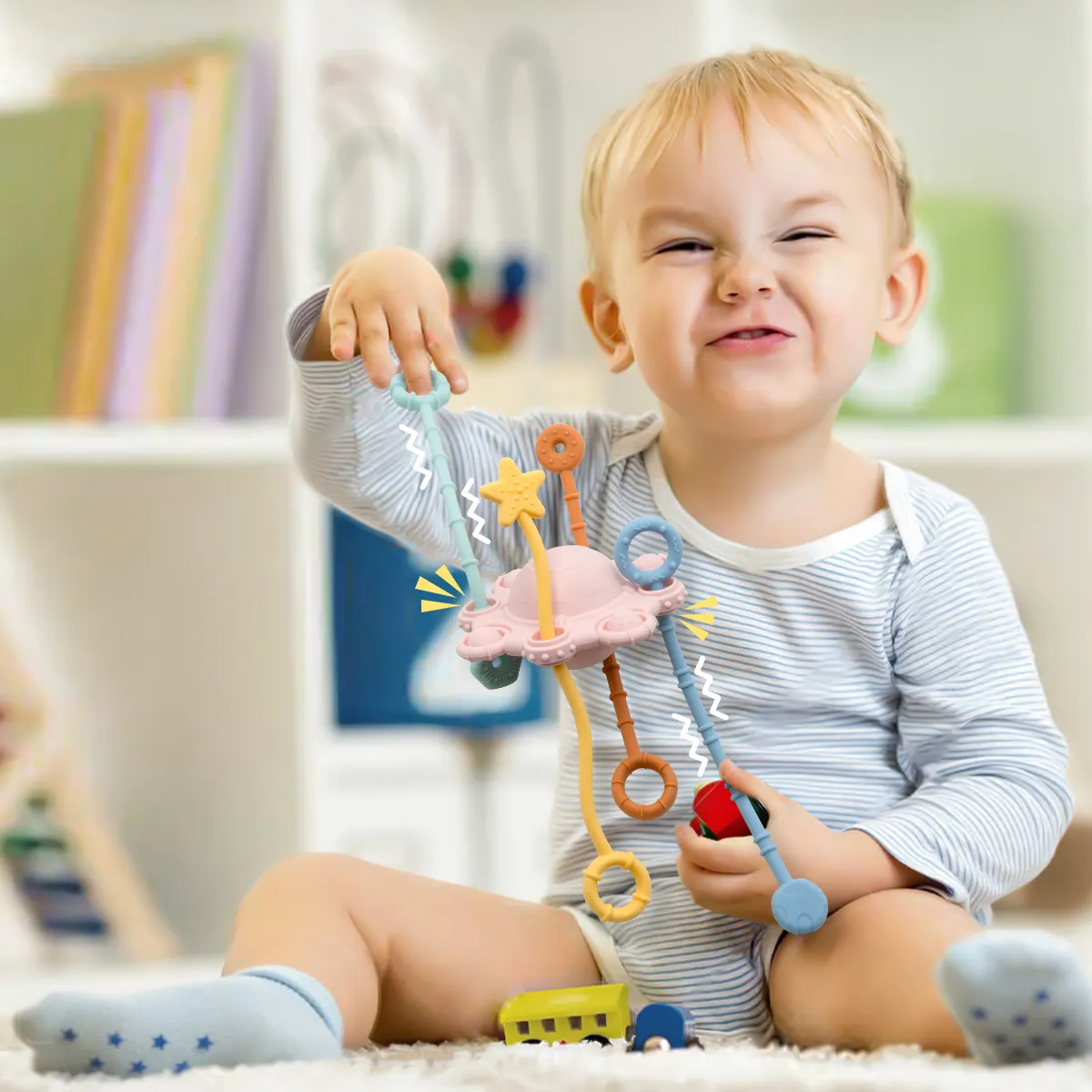 बच्चे के समन्वय क्षमता का व्यायाम करें सिलिकॉन टीथर फ्री बीपीएफ्री सिलिकॉन टीथर शुरुआती राहत शिशु खिलौने लड़कों के शिशु सामान