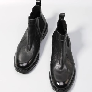 Bottes <span class=keywords><strong>Chelsea</strong></span> mi-mollet Goodyear-welted pour hommes, style britannique vintage, en cuir véritable, respirantes - Product Image 3