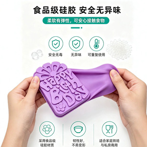 Happy Birthday Silicone Mold 3D Design High Temperature Resistant For Cake Pudding Jelly Chocolate - Product Image 2