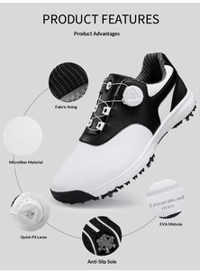 Nouvelles chaussures <span class=keywords><strong>de</strong></span> <span class=keywords><strong>golf</strong></span> unisexes avec boutons à crampons fixes, imperméables, respirantes, confortables, dessus en cuir véritable, semelle extérieure en caoutchouc - Product Image 5