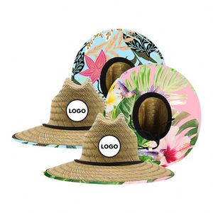 Custom Logo Natural Straw <b>Hat</b> <b>for</b> Men Women Outdoor Fishing Surf Sun <b>Hat</b> Wide Brim Summer Lifeguard Beach Straw <b>Hat</b> - Product Image 1