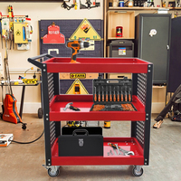 Chariot à outils d'atelier en acier inoxydable, antivol, verrouillable, étanche, capacité de charge de 300 kg, revêtement en poudre, garantie de 3 ans