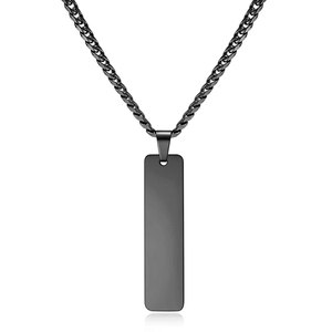 Collar Largo de Acero Inoxidable con Colgante Rectangular Liso de 40 mm para Uso Diario en Plata, Oro y Negro - Product Image 5