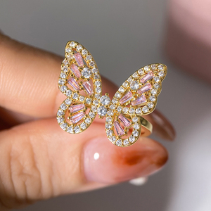 Anillo de Plata de Ley 925 en Oferta, Anillo Abierto con Mariposa Decorativa en Circonita Cúbica, Chapado en Oro de 14K y 18K y Rodio, Lindo Anillo para <span class=keywords><strong>Mujer</strong></span>, Regalo para Fiesta - Product Image 4