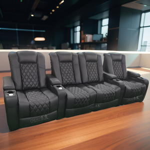 โซฟาหนังแท้ทันสมัยสำหรับโฮมเธียเตอร์ พร้อมระบบไฟฟ้า สำหรับห้องนั่งเล่น แบบชุด - Product Image 4