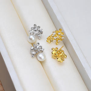 Juego de Joyería de Moda con Colgante de Plata S925 para Mujer, Anillo Abierto, Accesorios de Joyería de Perlas DIY con Pequeña Flor y Pendientes 1283 - Product Image 4