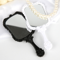 Miroir de maquillage portable Butterfly Travel, miroir de vanité noir avec poignée, logo personnalisé, vente en gros, en vrac