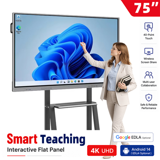75 Inch Dual System Smart Digital Board Touch Screen Interactive Flat Panel Whiteboard for School for Teaching