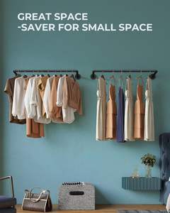 حامل ملابس متين من الحديد يثبت على الحائط، متعدد الأغراض بطول 38 بوصة، قضبان تعليق للملابس ورفوف عرض لغرفة الغسيل - Product Image 2