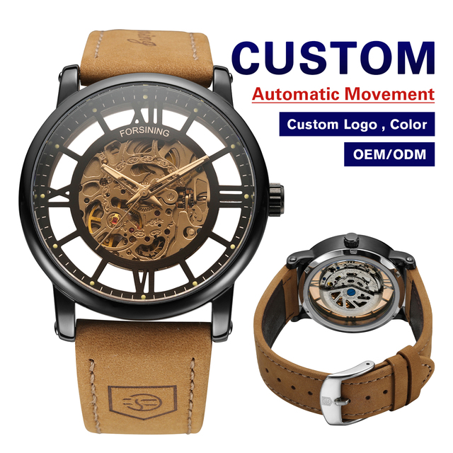 Factory Wholesale Montre Homme Original Brand Forsining Hollow Out Skeleton Automatic Wrist Watches Luxury Mechanical Watch Men
