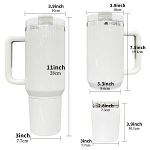Gobelet isotherme 40oz H2.0 blanc vierge pour sublimation, bouteille d'eau plaquée arc-en-ciel avec compartiment de rangement - Product Image 3