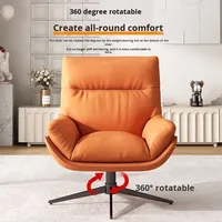 Fauteuil pivotant Lawrence en cuir véritable avec structure en bois massif, design moderne, rotation à 360°, fauteuil de détente, mobilier de maison, chambre à coucher