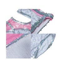 Tenue de Majorette Design libre paillettes franges équipe de danse noire Leggings une pièce uniformes de danse Majorette rose