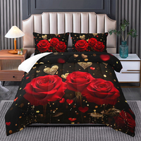 Ensemble de couette à motif floral de roses rouges de la Tour Eiffel de Paris, ensemble de literie moderne, toutes saisons, taille complète, queen, king