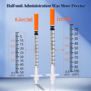 Jeringa de <span class=keywords><strong>Insulina</strong></span> Estéril Desechable Ultrafina de 31G con Tapa Naranja, 0.5ml 1ml, Inyección Sin Dolor, 100 Unidades por Caja - Product Image 4