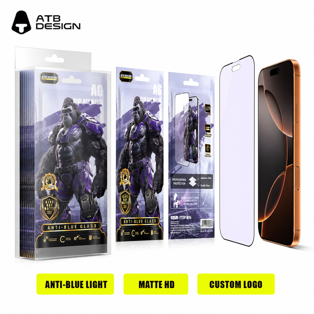 Custom Packaging Anti Fingerprint Tempered Glass Screen Protector for IPhone 18 Pro Max Anti Blue Light Mobile Glass