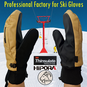 Gants de ski en peau de chèvre d'hiver fabriqués en usine OEM pour enfants, hommes et femmes avec des caractéristiques isolantes thermiques et chaudes en polaire - Product Image 2