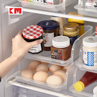 Panier de rangement empilable en plastique PP transparent KM Wholesale pour l'organisation de la cuisine, du réfrigérateur et de la salle de bain