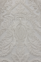 Tissu en tulle doux tricoté, brodé de motifs baroques en relief 3D, motif damassé, feuilles et volutes ornées, pour robe de mariée