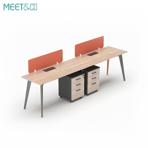 Modern Luxury <b>Office</b> Workstation Desk Customized 4-Person Modular <b>Table</b> with Wooden Cabinet Panel Style Furniture - Product Image 3