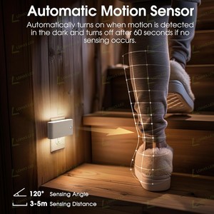 Lohas Sáng Tạo Chuyển Động Kích Hoạt Đèn Ngủ Thay Đổi Độ Sáng Ánh Sáng Ban Đêm Mềm Trắng PIR Cảm Biến Chuyển Động Đèn Ban Đêm Cho Hành Lang Phòng Tắm - Product Image 2