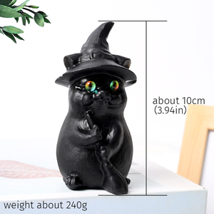 Sculpture en cristal naturel, chat sorcière en obsidienne noire pour la décoration - Product Image 4