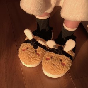 XIXIXITIAO doux confortable chaud fonctionnel femme chaussures enfants maison <span class=keywords><strong>chaussette</strong></span> feutre <span class=keywords><strong>laine</strong></span> diapositives moelleux hiver abeille dames pantoufles pour femmes - Product Image 5