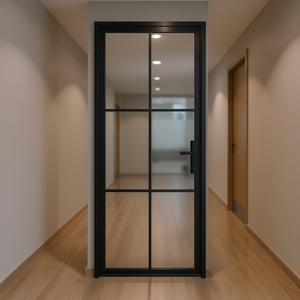 Porte en aluminium avec panneau en verre noir mat 32,7x79,3 Design minimaliste intérieur Porte insonorisée - Product Image 3