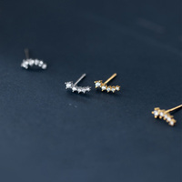 Boucles d'oreilles clous en argent sterling S925 avec zircon cubique en forme d'arc pour femme
